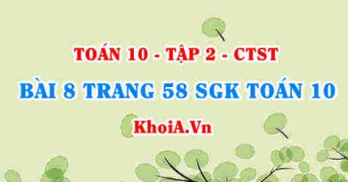 Bài 8 trang 58 SGK Toán 10 tập 2 Chân trời sáng tạo